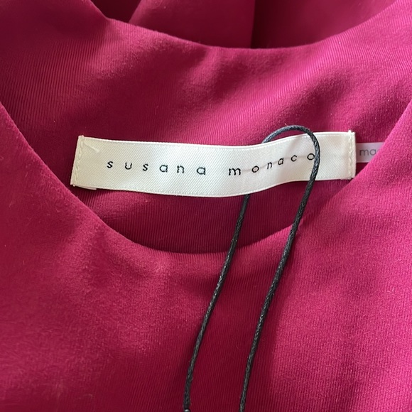 NWOT Susana Monaco Cutout Waist Bow Dress In Wild Berry - Picture 7 of 9